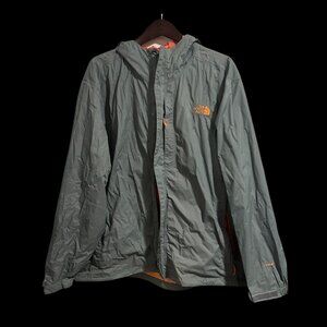 The North Face HyVent Gray Orange Mens Hooded Rain Jacket